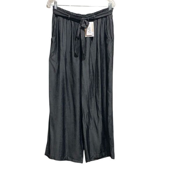 NWT LuLaRoe Dianne Pants Gray Wide Leg Tie Waist Size M - Picture 1 of 12